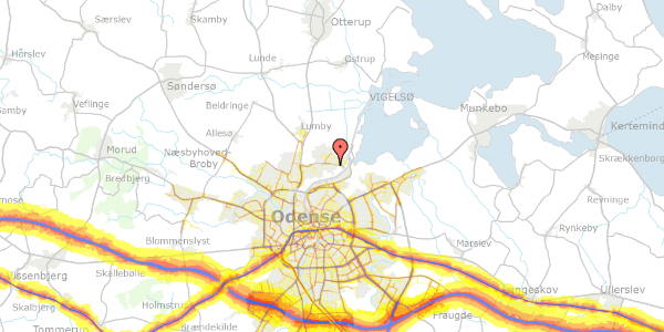 Trafikstøjkort på Hedelundhegnet 54B, 5270 Odense N