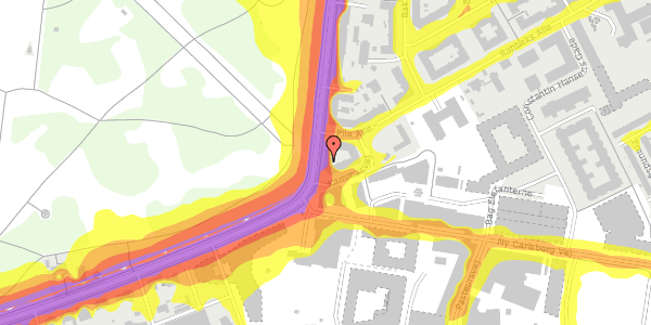 Trafikstøjkort på Pile Alle 55B, 2000 Frederiksberg