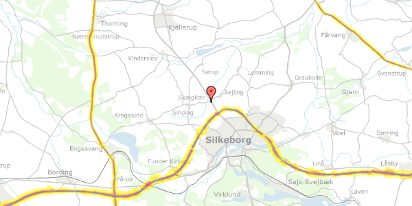 Trafikstøjkort på Sindingvej 26F, 8600 Silkeborg