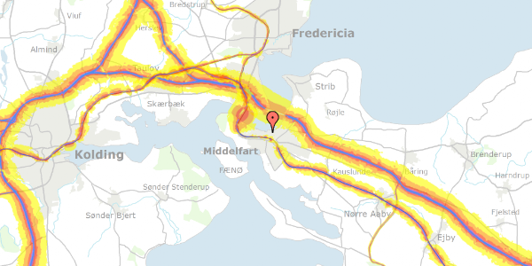 Trafikstøjkort på Havnegade 1K, 5. th, 5500 Middelfart