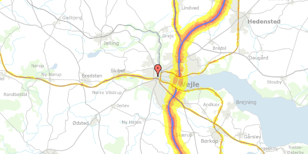 Trafikstøjkort på Åkæret 9, 8. 3, 7100 Vejle