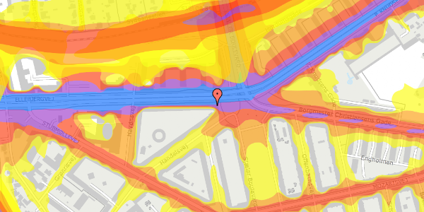 Trafikstøjkort på Ellebjergvej 1, 2450 København SV