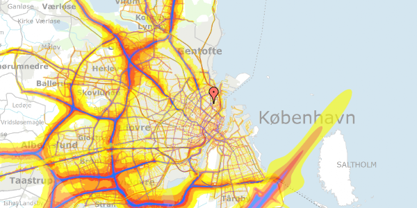 Trafikstøjkort på Øster Allé 1E, 2100 København Ø