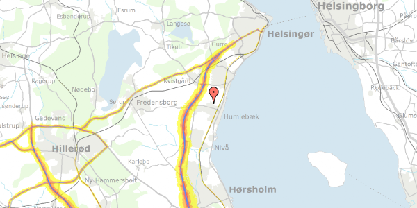 Trafikstøjkort på Nederste Torpenvej 1B, 3050 Humlebæk