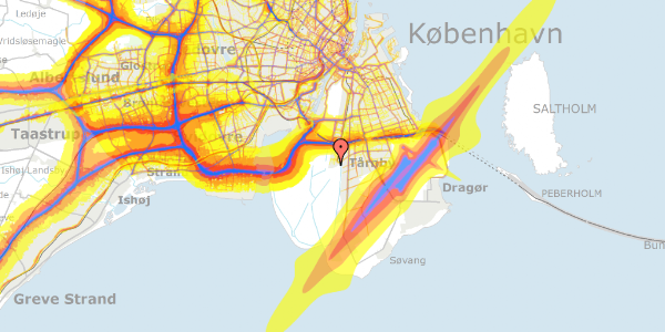 Trafikstøjkort på Richard Mortensens Vej 96, 2. tv, 2300 København S