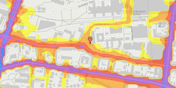 Trafikstøjkort på Howitzvej 32, 2000 Frederiksberg