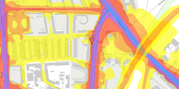 Trafikstøjkort på Bisiddervej 39, 1. th, 2400 København NV