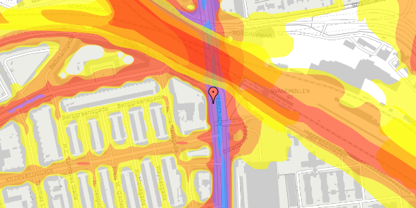 Trafikstøjkort på Østerbrogade 165, 2100 København Ø