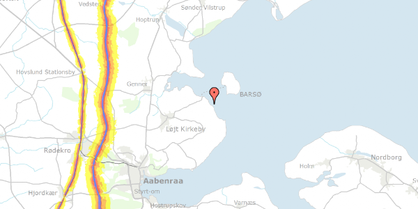 Trafikstøjkort på Loddenhøjvej 218, 6200 Aabenraa