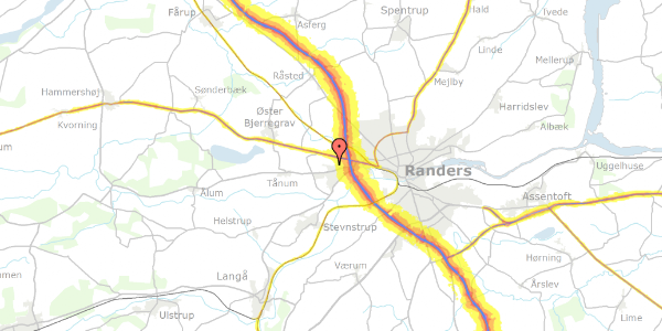 Trafikstøjkort på Overvænget 32, 8920 Randers NV