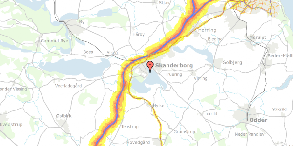 Trafikstøjkort på Adelgade 27, st. , 8660 Skanderborg