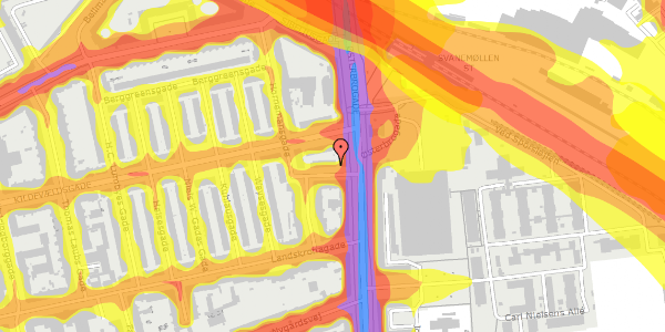 Trafikstøjkort på Hornemansgade 4, 2100 København Ø