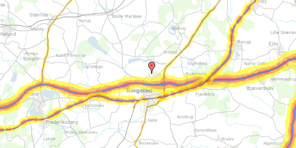 Trafikstøjkort på Hf Hjortemosen 19, 4100 Ringsted