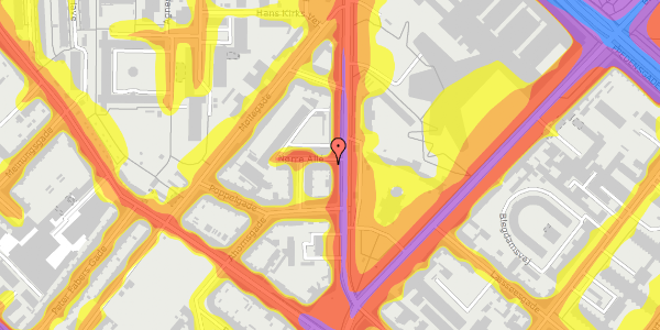 Trafikstøjkort på Nørre Allé 13A, 2. th, 2200 København N