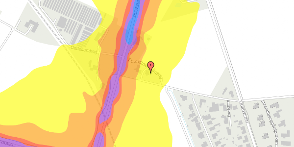 Trafikstøjkort på Strandbjerggårdvej 1A, 7600 Struer