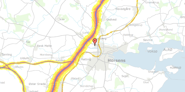 Trafikstøjkort på Munksbakke 20, 8700 Horsens