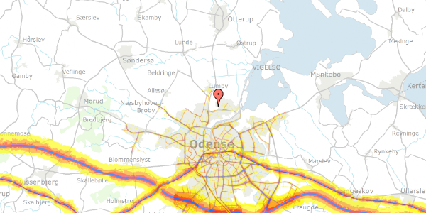 Trafikstøjkort på Anderupvej 68T, 5270 Odense N