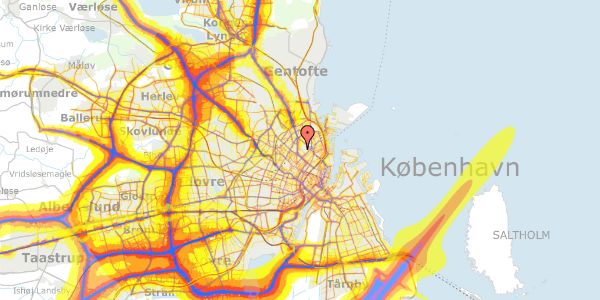 Trafikstøjkort på Henrik Harpestrengs Vej 13, 2100 København Ø