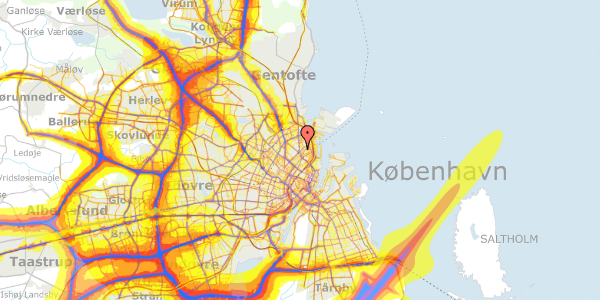 Trafikstøjkort på Østerbrogade 84D, 2100 København Ø