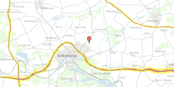 Trafikstøjkort på Salvievej 18, 8600 Silkeborg