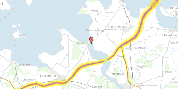 Trafikstøjkort på Egeparken 11, 4862 Guldborg