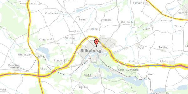 Trafikstøjkort på Viborgvej 19B, 8600 Silkeborg