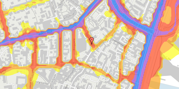 Trafikstøjkort på Paradisgade 1C, 1. 4, 8000 Aarhus C