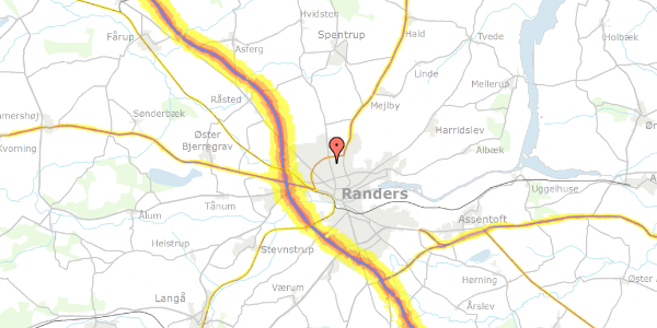 Trafikstøjkort på Mønstervej 38, 8920 Randers NV