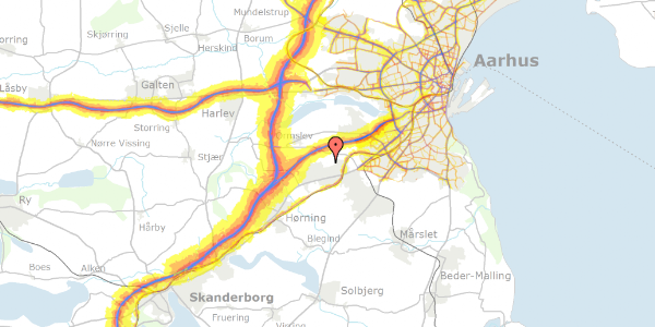 Trafikstøjkort på Kildeagervej 101, 8361 Hasselager