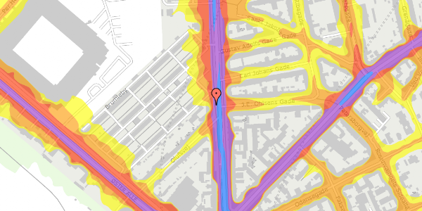 Trafikstøjkort på Østerbrogade 51B, 2100 København Ø