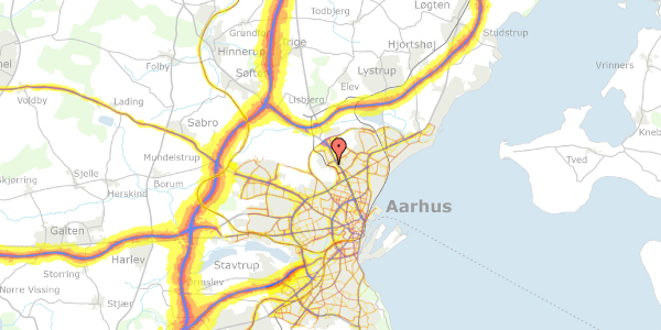 Trafikstøjkort på Olof Palmes Allé 44A, 8200 Aarhus N