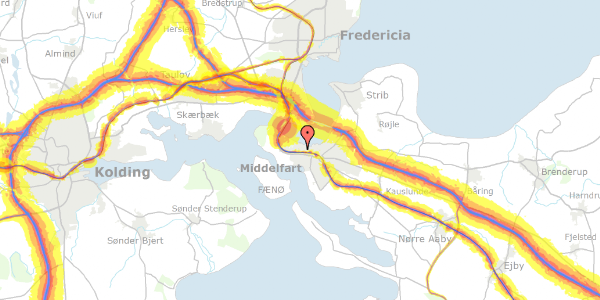 Trafikstøjkort på Behrendtsvej 19, 5500 Middelfart