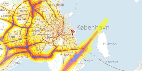 Trafikstøjkort på Lindgreens Allé 8F, 3. mf, 2300 København S