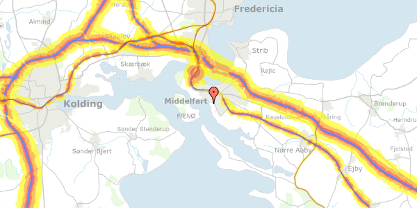 Trafikstøjkort på Østre Hougvej 126, 5500 Middelfart