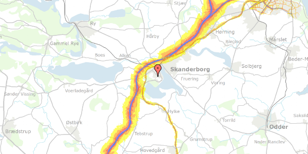 Trafikstøjkort på Sortesøvej 5, . 6, 8660 Skanderborg