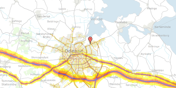 Trafikstøjkort på Martins Minde Havekoloni 54, 5240 Odense NØ