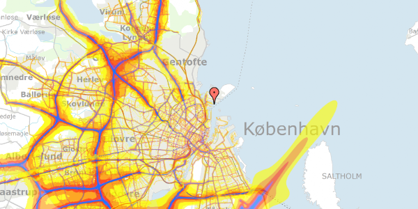 Trafikstøjkort på Fortkaj 30, 11. th, 2150 Nordhavn