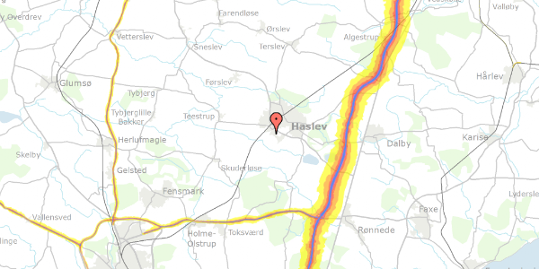 Trafikstøjkort på Kærsgårdvej 22, 4690 Haslev