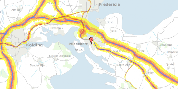 Trafikstøjkort på Østre Hougvej 90, 5500 Middelfart