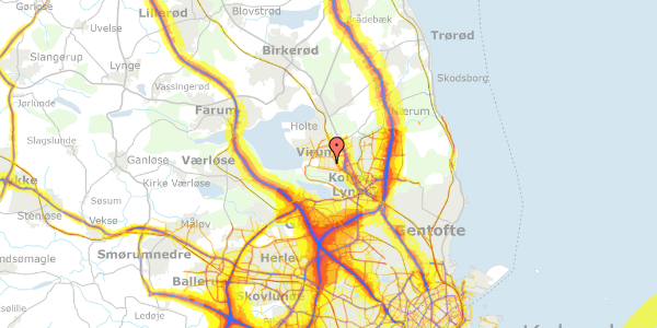 Trafikstøjkort på Kaplevej 55A, 2830 Virum