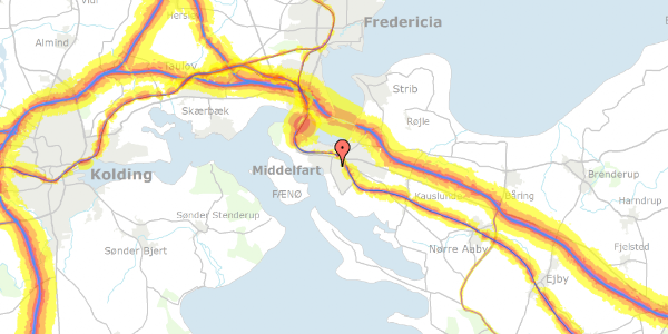 Trafikstøjkort på Østre Hougvej 97B, 5500 Middelfart