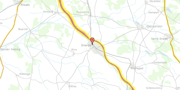 Trafikstøjkort på Tranevej 14B, 7330 Brande