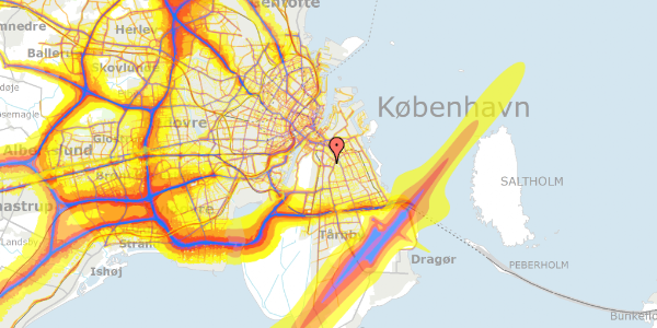 Trafikstøjkort på Birketinget 6A, 2300 København S