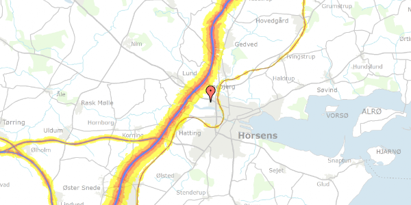 Trafikstøjkort på Munksbakke 55, 8700 Horsens