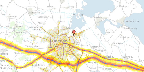 Trafikstøjkort på Biskorup Havekoloni 47, 5240 Odense NØ