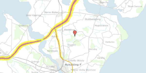 Trafikstøjkort på Nybyvej 38, 4863 Eskilstrup