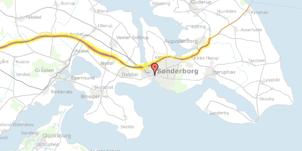 Trafikstøjkort på Dybbølgade 22, 1. 2, 6400 Sønderborg