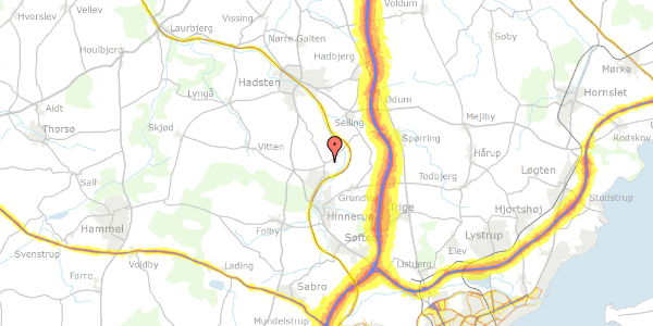 Trafikstøjkort på Haarvadbro 8, 8382 Hinnerup
