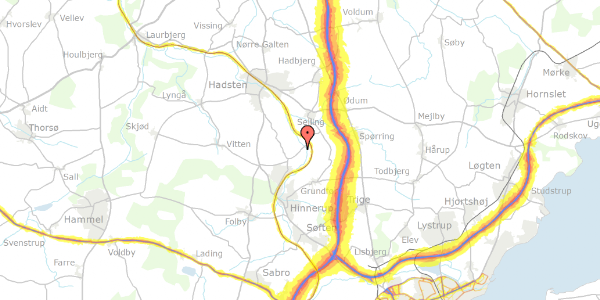 Trafikstøjkort på Haarvadbro 13, 8382 Hinnerup