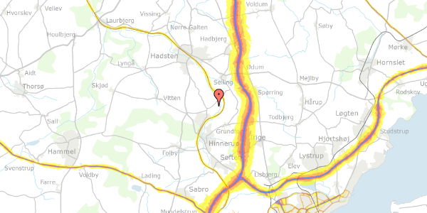 Trafikstøjkort på Haarvadbro 16, 8382 Hinnerup